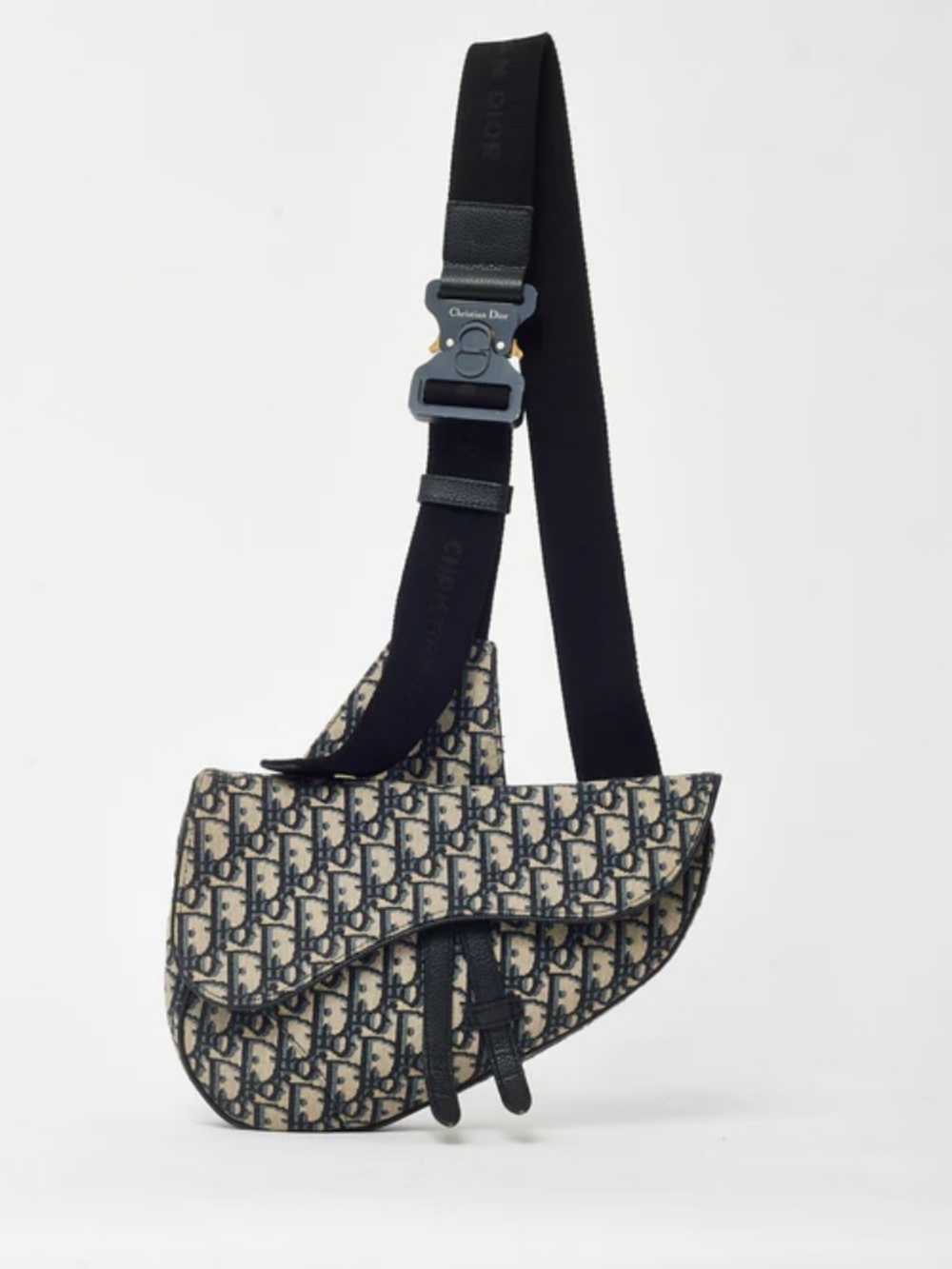 DIOR Saddle Bag Beige And Black Dior Oblique Jacquard